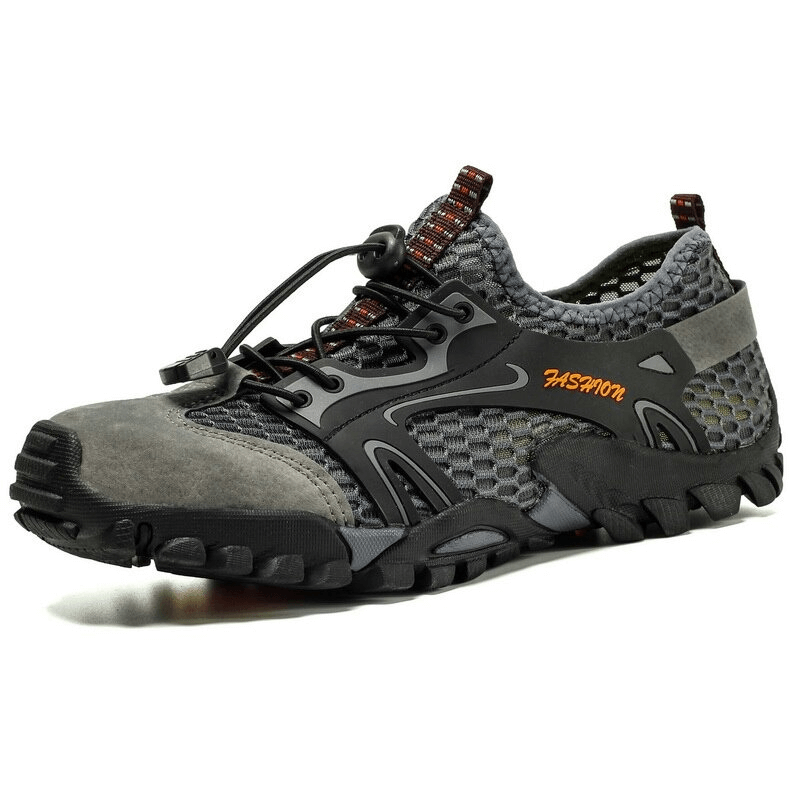 Waterproof Non-Slip Climbing Sneakers for Men, Casual Hiking Shoes SF0579, air mesh, PU leather, flexible rubber sole, patchwork design